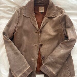 Vera Pelle Distressed Brown Vintage Leather Jacket